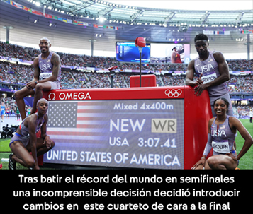 After breaking the WR in the semi-finals, it was incomprehensibly decided that the same quartet would not run