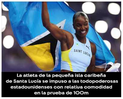 Julien Alfred olympic champion in woman 100 m, athlete of Saint Lucia