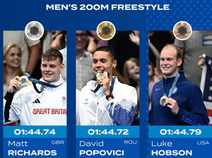 podium 200 m freestyle