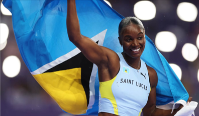 Julien Alfred olympic champion in woman 100 m, athlete of Saint Lucia