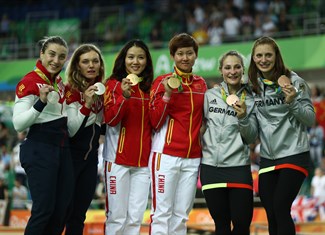 women team sprint podium