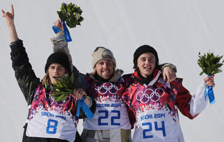 podio de la categoria masculina en slopestyle