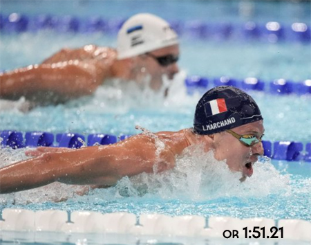 Leon Marchand gold medal & new olympic record