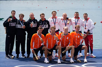 men's podium Quadruple scull