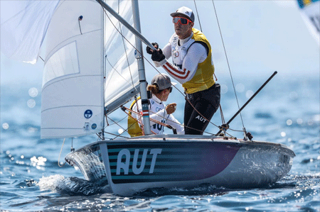 gold medal in Dinghy mixed Lara Vadlau and Lukas Maehr