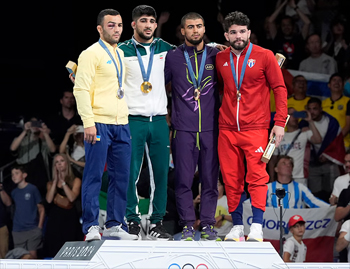 men's podium Greco-Roman wrestling 67kg